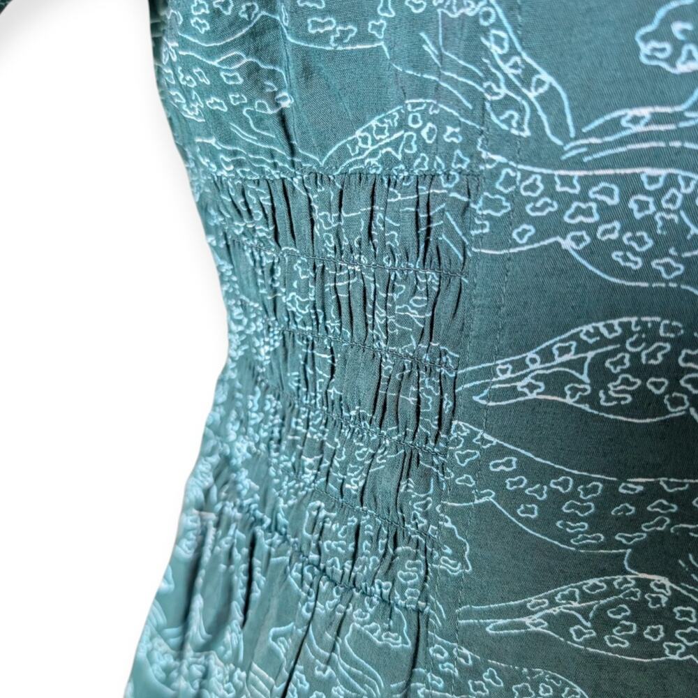 Anthropologie Teal Green Printed Mini Dress - Picture 7 of 10